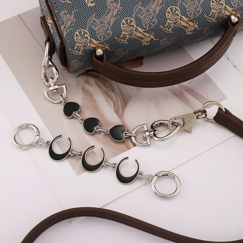 Anbys Store Silver Purse Extender Chain Purse Strap Extender Bag Chain Purse Charms(Black Heart/Moon) - Image 4